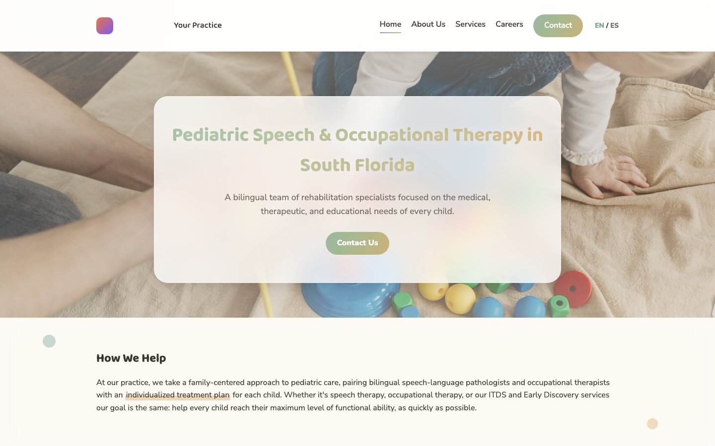 Bilingual website for a pediatric therapy practice